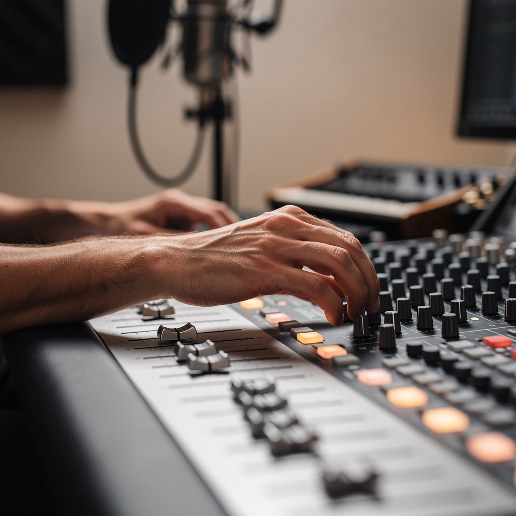 SoundWav Studios SD La Mesa professional recording studio control room with mixing console and monitors in La Mesa, California